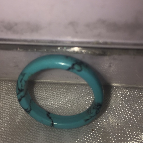 Turquoise  & Navy blue streak size 8 ring - Picture 3 of 5
